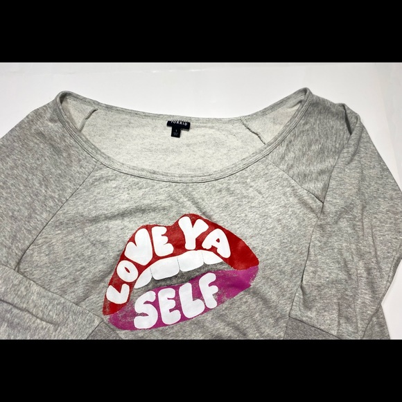 Torrid Grey Off The Shoulder “Love Ya Self “ Woman’s 70% Cotton Sweater 1X - Picture 10 of 16